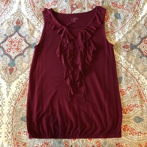 LOFT XXSP red ruffle blouse